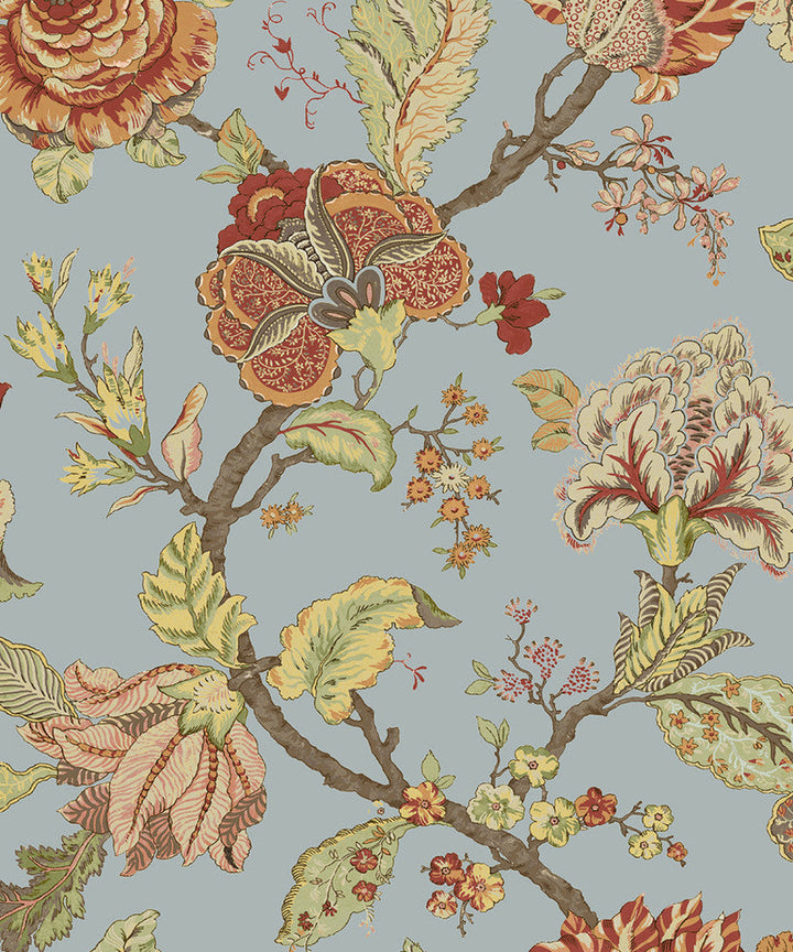 Lana Jacobean Blue Dusk PR12502 by Seabrook Designs Designer Wallpaper
