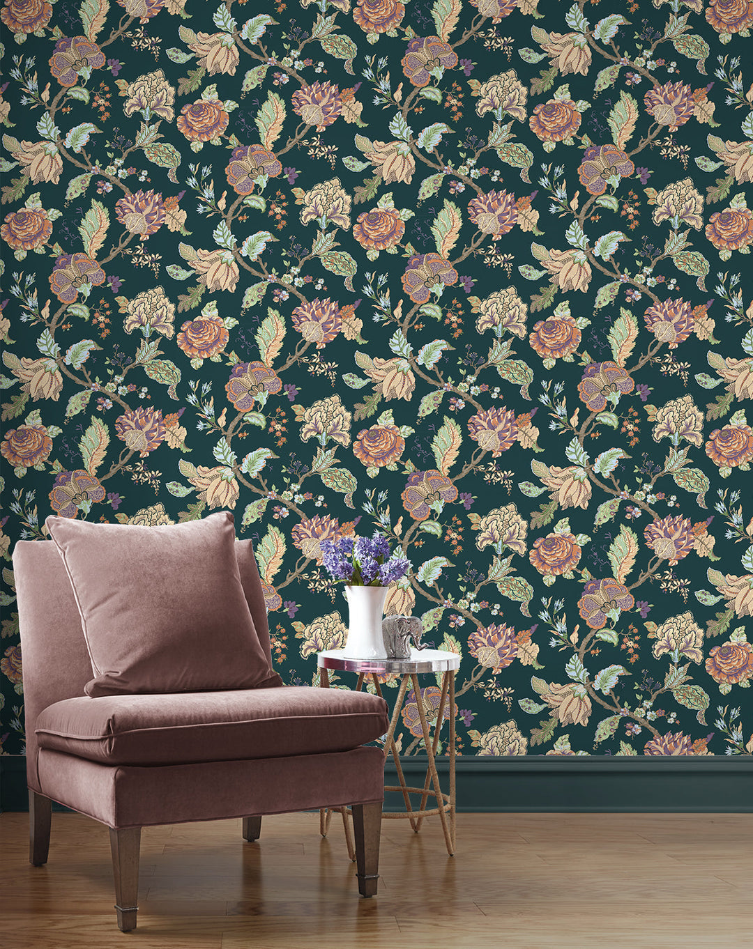 Lana Jacobean Victorian Jade PR12504 by Seabrook Designs Designer Wallpaper