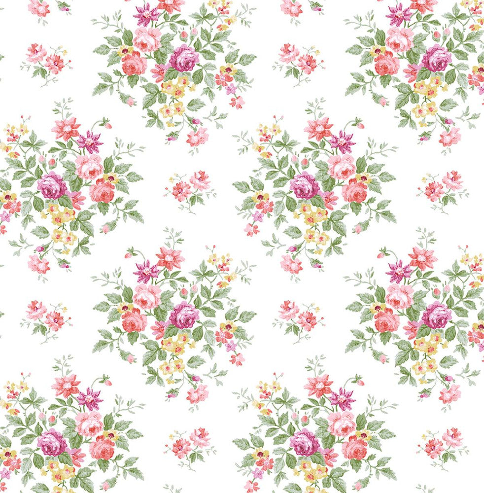 Floral Bouquet Prepasted Watermelon & Buttercup PR12601 by Seabrook Designs Designer Wallpaper