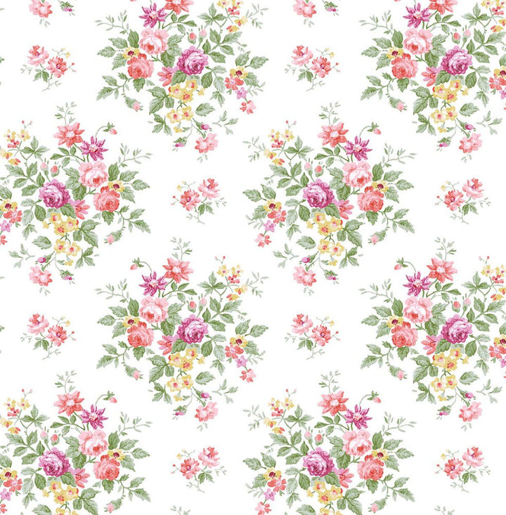 Floral Bouquet Prepasted Watermelon & Buttercup PR12601 by Seabrook Designs Designer Wallpaper