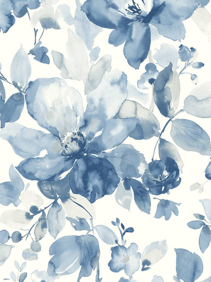 Watercolor Garden Bluestone PR12702 by Seabrook Designs Designer Wallpaper