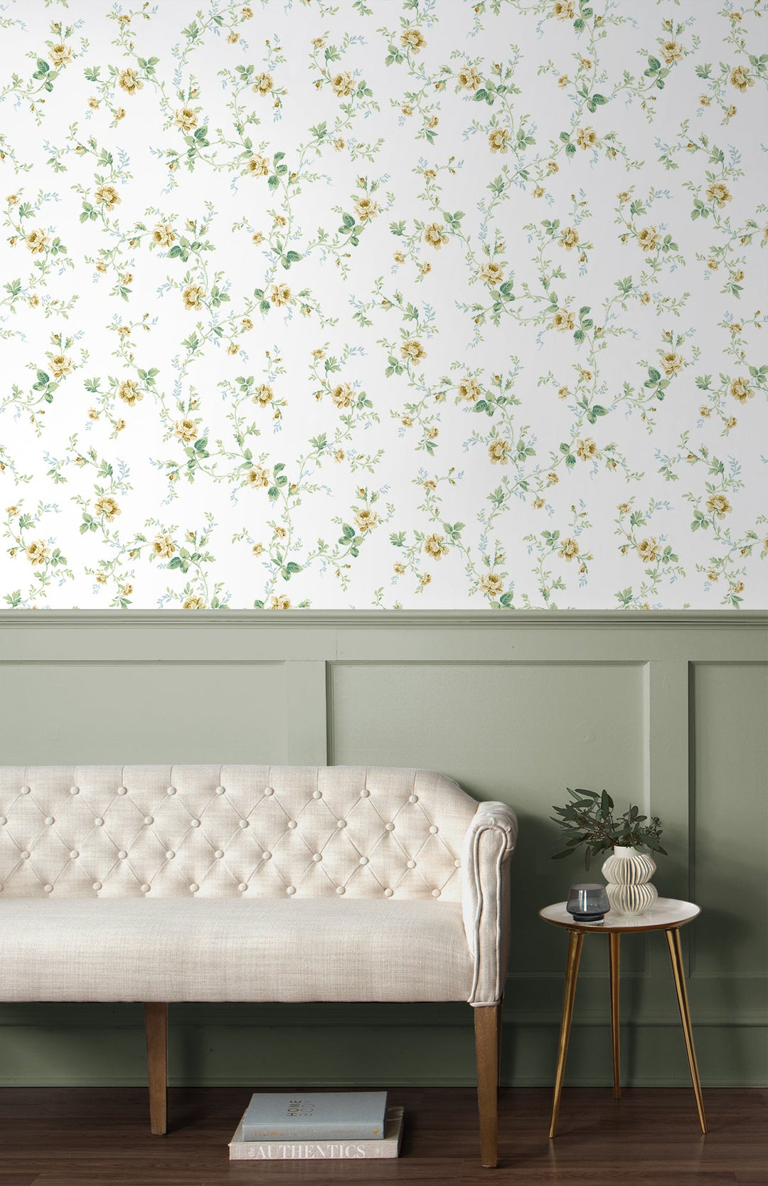 Meadow Floral Trail Wheatfield & Sage PR13303 by Seabrook Designs Designer Wallpaper