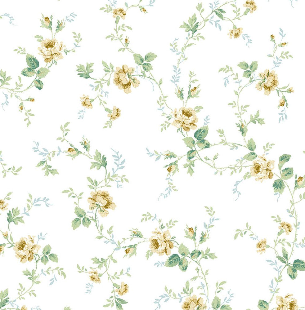 Meadow Floral Trail Wheatfield & Sage PR13303 by Seabrook Designs Designer Wallpaper