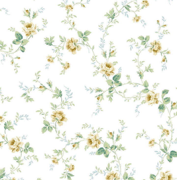 Meadow Floral Trail Wheatfield & Sage PR13303 by Seabrook Designs Designer Wallpaper