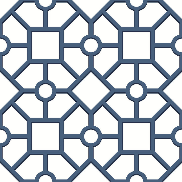Hedgerow Trellis Navy Peel & Stick Wallpaper by York Wallcoverings Designer York Premium Peel + Stick Covers about 34.2 square feet 20.5-in by 20-ft long roll Peel & Stick 10.25 - Swanky Fabrics -