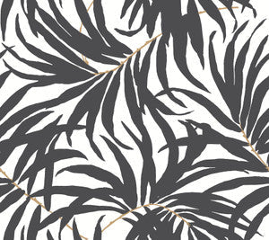 York Wallcoverings Wallpaper Bali Leaves Black Peel & Stick
