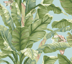 York Wallcoverings Wallpaper Banana Leaf Blue & Green Peel & Stick