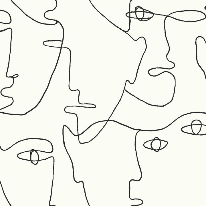 Pablo Portraits Black Peel & Stick Wallpaper by York Wallcoverings Designer York Premium Peel + Stick Covers about 34.2 square feet 20.5-in by 20-ft long roll Peel & Stick 20.5 - Swanky Fabrics -