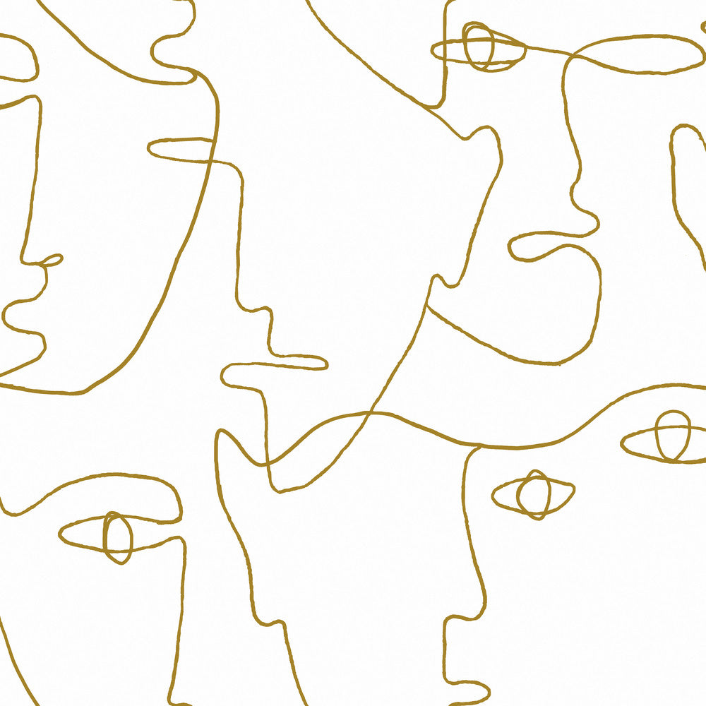 Pablo Portraits Gold Metallic Peel & Stick Wallpaper by York Wallcoverings Designer York Premium Peel + Stick Covers about 34.2 square feet 20.5-in by 20-ft long roll Peel & Stick 20.5 - Swanky Fabrics -