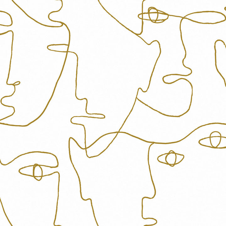 Pablo Portraits Gold Metallic Peel & Stick Wallpaper by York Wallcoverings Designer York Premium Peel + Stick Covers about 34.2 square feet 20.5-in by 20-ft long roll Peel & Stick 20.5 - Swanky Fabrics -