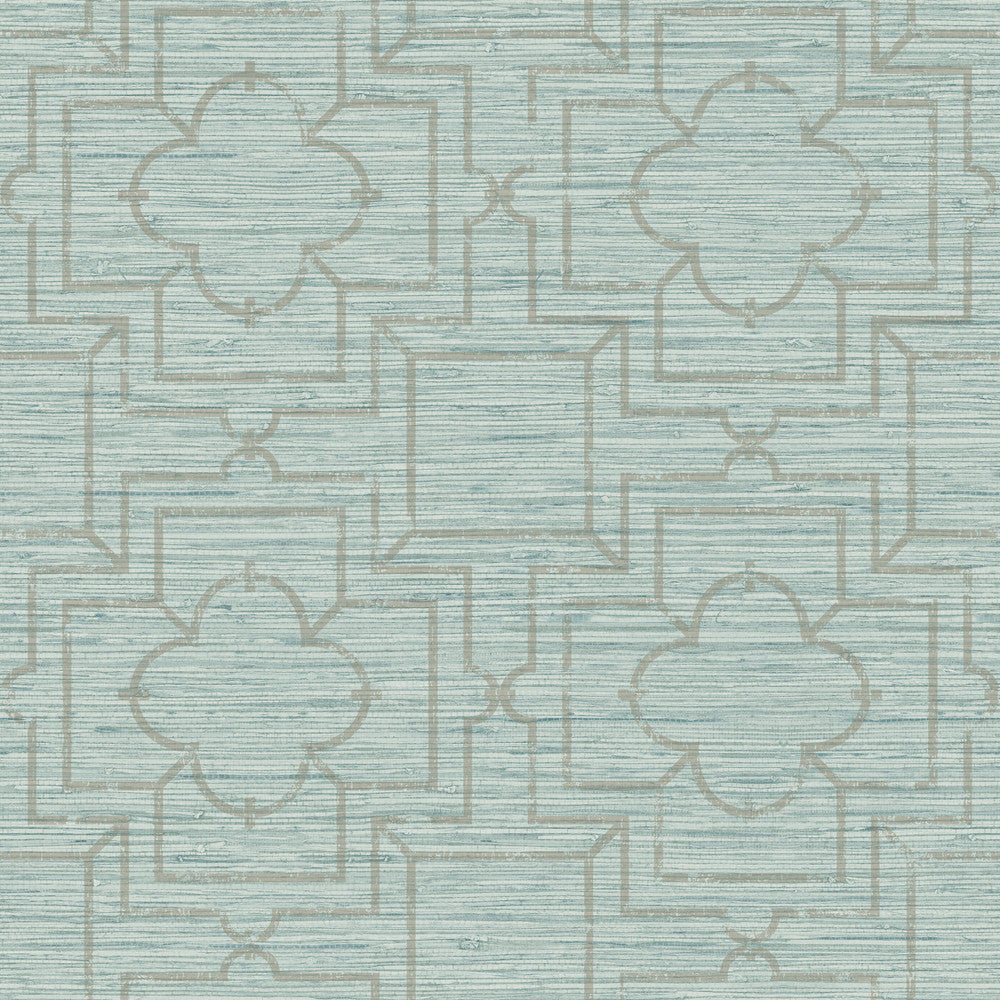 Quatrefoil Trellis Blue Peel & Stick Wallpaper by York Wallcoverings Designer York Premium Peel + Stick Covers about 34.2 square feet 20.5-in by 20-ft long roll Peel & Stick 20.5 - Swanky Fabrics -
