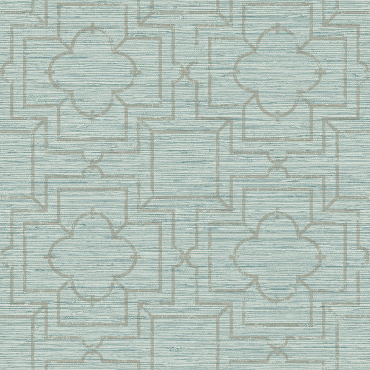 Quatrefoil Trellis Blue Peel & Stick Wallpaper by York Wallcoverings Designer York Premium Peel + Stick Covers about 34.2 square feet 20.5-in by 20-ft long roll Peel & Stick 20.5 - Swanky Fabrics -