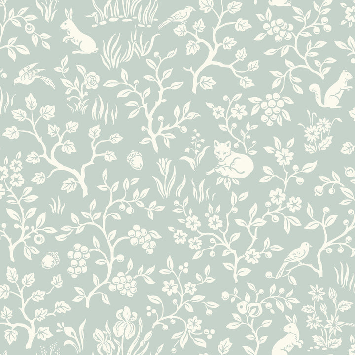 Magnolia Home Fox & Hare Green Peel & Stick Wallpaper by Magnolia Home Designer York Premium Peel + Stick Covers about 34.2 square feet 20.5-in by 20-ft long roll Peel & Stick 20.5 - Swanky Fabrics -