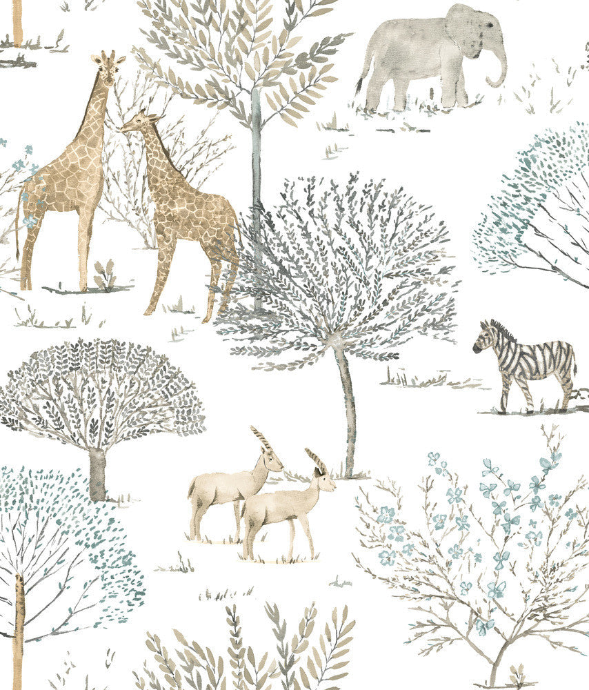 On the Savanna Neutral Peel & Stick Wallpaper by York Wallcoverings Designer York Premium Peel + Stick Covers about 34.2 square feet 20.5-in by 20-ft long roll Peel & Stick 24 - Swanky Fabrics -