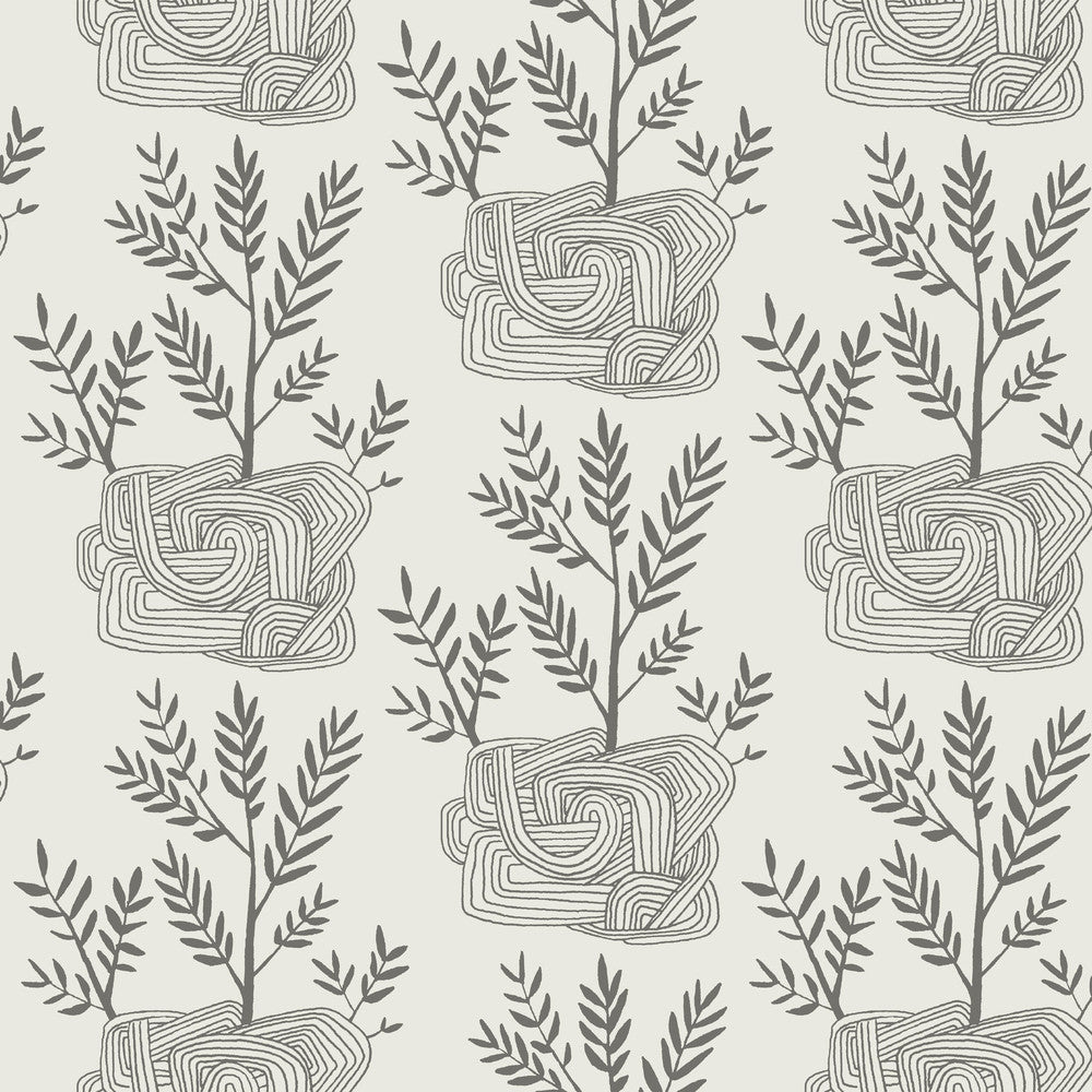 Seedlings Grey Peel & Stick Wallpaper by York Wallcoverings Designer York Premium Peel + Stick Risky Business Vol. III Covers about 34.2 square feet 20.5-in by 20-ft long roll Peel & Stick 5.13 - Swanky Fabrics -
