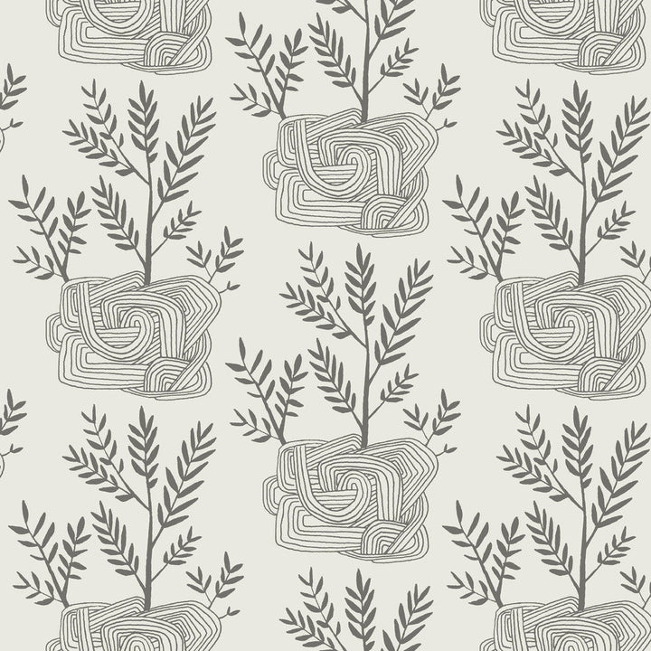 Seedlings Grey Peel & Stick Wallpaper by York Wallcoverings Designer York Premium Peel + Stick Risky Business Vol. III Covers about 34.2 square feet 20.5-in by 20-ft long roll Peel & Stick 5.13 - Swanky Fabrics -
