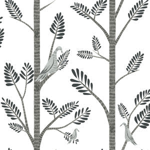York Wallcoverings Wallpaper Aviary Branch Grey Peel & Stick