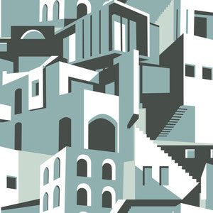 York Wallcoverings Wallpaper Arch Architectural Blue Grey Peel & Stick