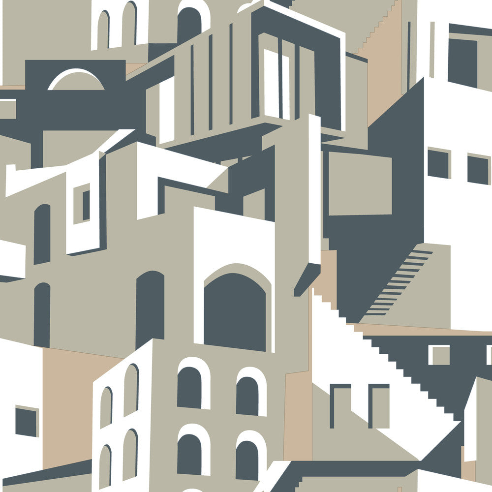 Architectural over Architectural Beige & Grey Peel & Stick Wallpaper by York Wallcoverings Designer York Premium Peel + Stick Risky Business Vol. III Covers about 34.2 square feet 20.5-in by 20-ft long roll Peel & Stick 20.5 - Swanky Fabrics -