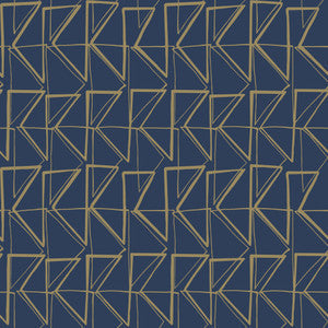 York Wallcoverings Wallpaper Love Triangles Blue & Gold Metallic Peel & Stick