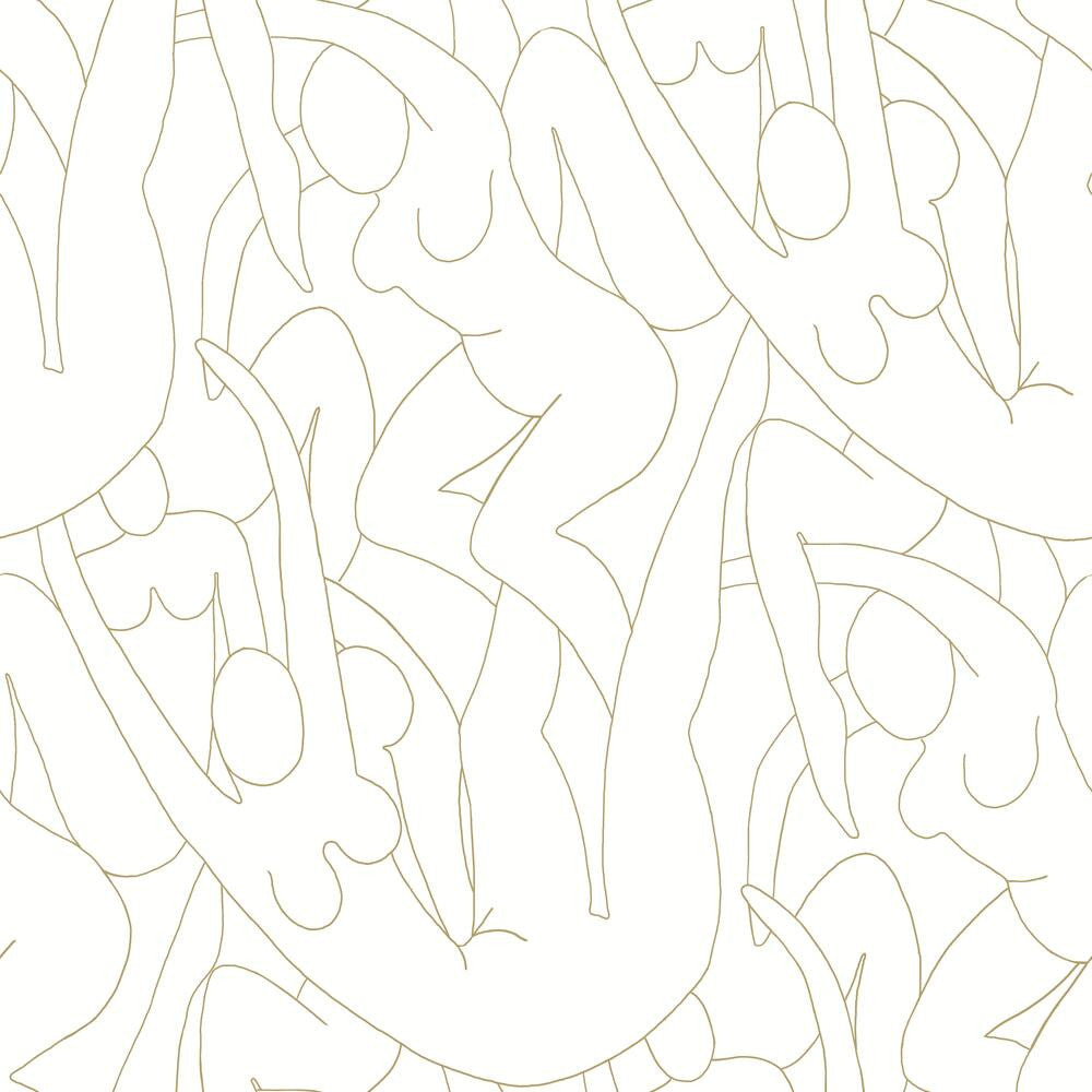 Head over Heels Gold Metallic Peel & Stick Wallpaper by York Wallcoverings Designer York Premium Peel + Stick Risky Business Vol. III Covers about 34.2 square feet 20.5-in by 20-ft long roll Peel & Stick 20.5 - Swanky Fabrics -