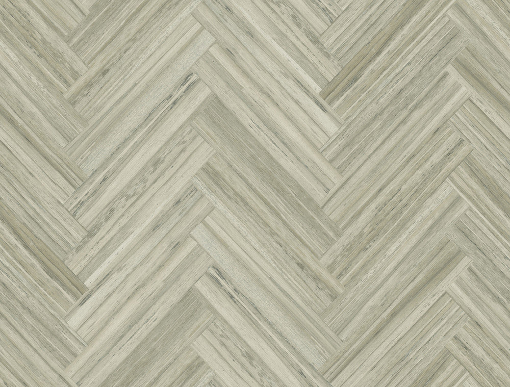 Hermosa Herringbone Brown Peel & Stick Wallpaper by York Wallcoverings Designer Grasscloth, Wood & Stone Covers about 45 square feet 27-in by 20-ft long roll Peel & Stick 20.5 - Swanky Fabrics -