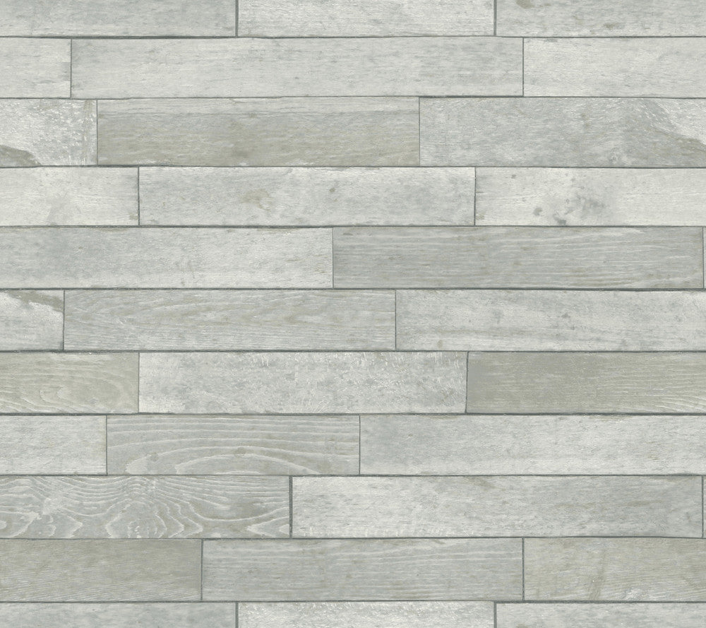 Warehouse Planks Grey Peel & Stick Wallpaper by York Wallcoverings Designer Grasscloth, Wood & Stone Covers about 45 square feet 27-in by 20-ft long roll Peel & Stick 24 - Swanky Fabrics -