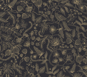 Rifle Paper Co. Wallpaper Aviary Black & Gold Peel & Stick