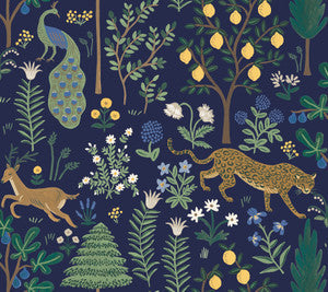Rifle Paper Co. Wallpaper Menagerie Peel and Stick Navy