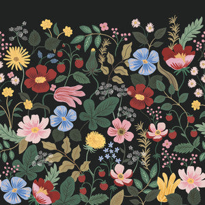Rifle Paper Co. Wallpaper Strawberry Fields Peel and Stick Black