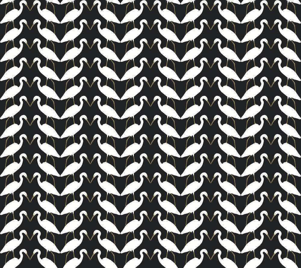 Elegant Birds Black & Gold Metallic Peel & Stick Wallpaper by York Wallcoverings Designer Wildlife Covers about 45 square feet 27-in by 20-ft long roll Peel & Stick 24 - Swanky Fabrics -