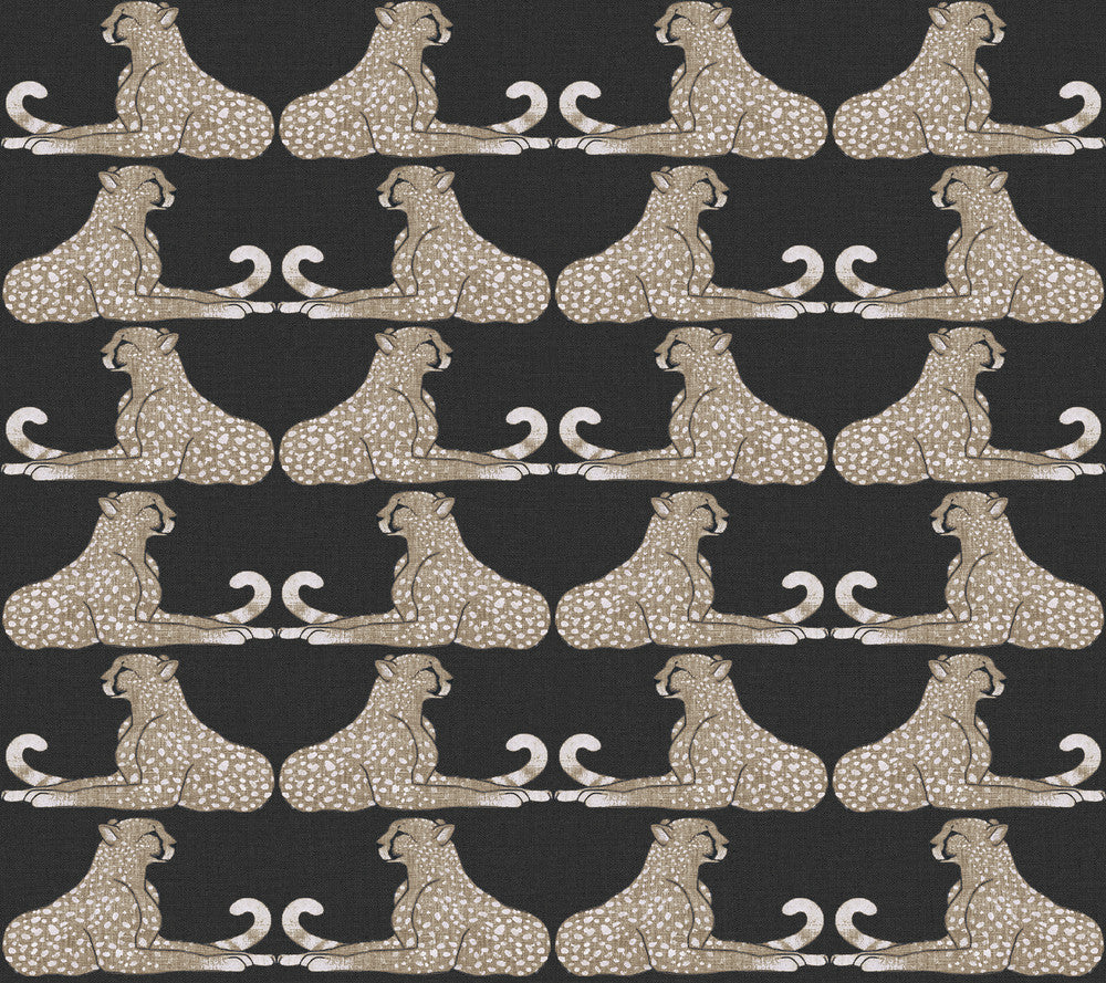 Reclining Cheetahs Black Peel & Stick Wallpaper by York Wallcoverings Designer Wildlife Covers about 45 square feet 27-in by 20-ft long roll Peel & Stick 24 - Swanky Fabrics -