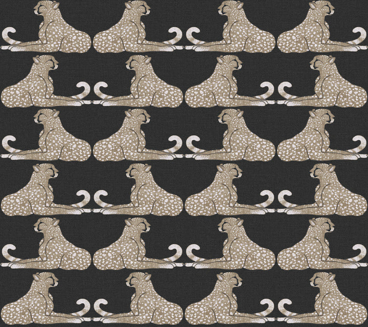 Reclining Cheetahs Black Peel & Stick Wallpaper by York Wallcoverings Designer Wildlife Covers about 45 square feet 27-in by 20-ft long roll Peel & Stick 24 - Swanky Fabrics -