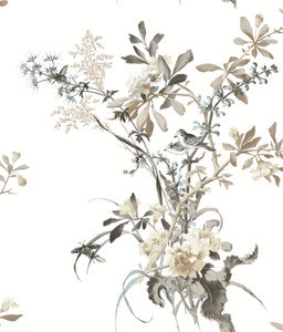 York Wallcoverings Wallpaper Wild Flowers Neutral Peel & Stick