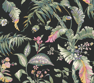 York Wallcoverings Wallpaper Fiji Garden Black Peel & Stick