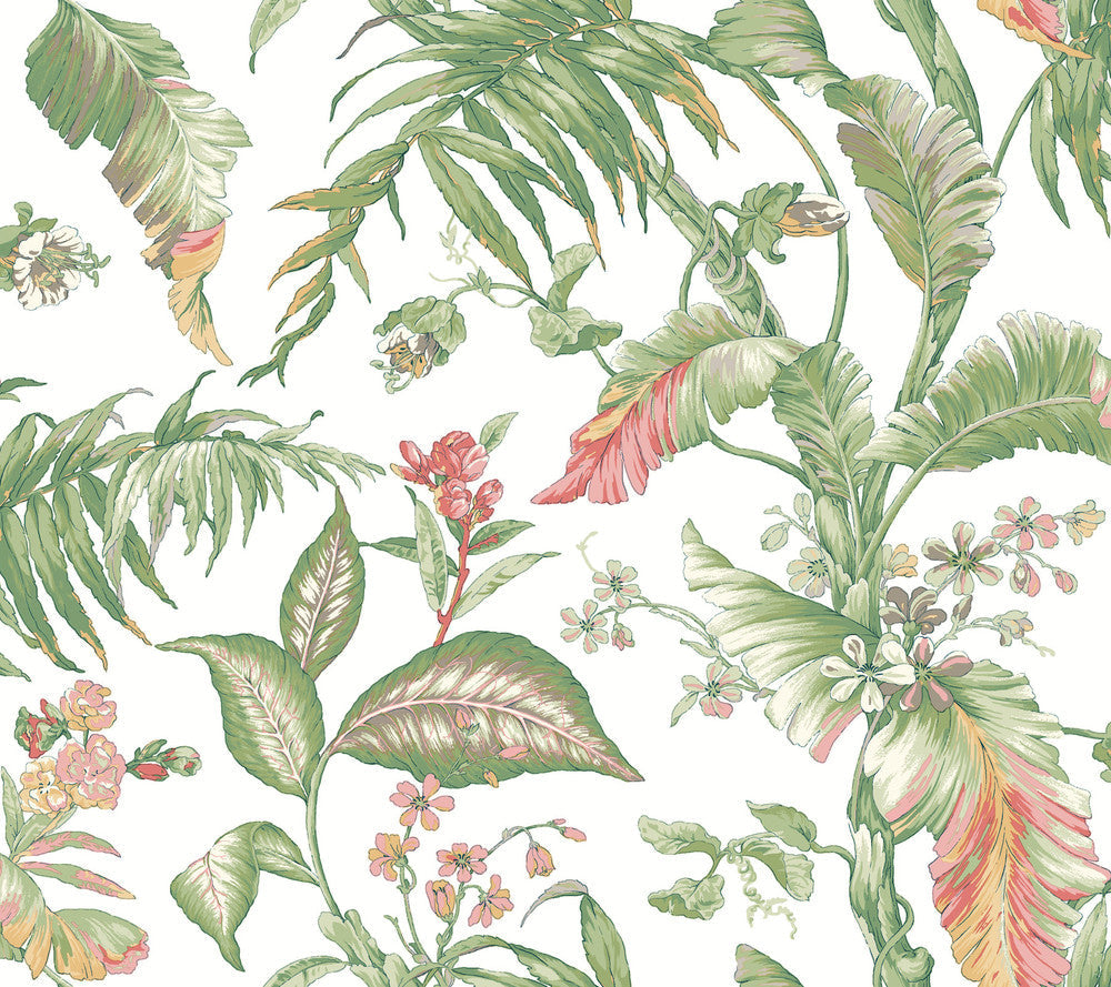 Fiji Garden Pink Peel & Stick Wallpaper by York Wallcoverings Designer Vintage Florals Covers about 45 square feet 27-in by 20-ft long roll Peel & Stick 24 - Swanky Fabrics -