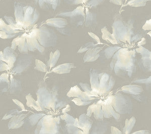 Candice Olson Wallpaper Midnight Blooms Light Blue & Grey Peel & Stick