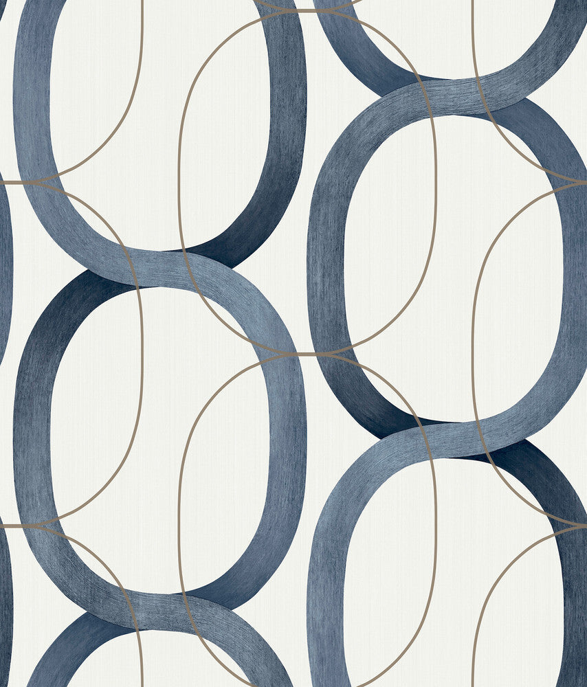 Interlock Navy Peel & Stick Wallpaper by Candice Olson Designer Simply Candice Covers about 34.2 square feet 20.5-in by 20-ft long roll Peel & Stick 24 - Swanky Fabrics -