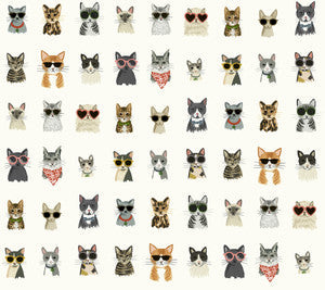 Rifle Paper Co. Wallpaper Cool Cats Peel and Stick Multi White