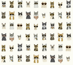 Rifle Paper Co. Wallpaper Cool Cats Grey & Gold Peel & Stick