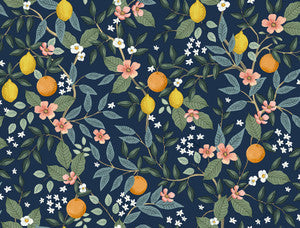 Rifle Paper Co. Wallpaper Citrus Grove Navy Peel & Stick