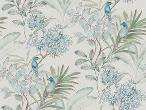 York Wallcoverings Wallpaper Handpainted Songbird Turquiose Peel & Stick