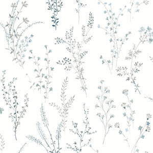 York Wallcoverings Wallpaper Wildflower Sprigs Blue & Green Peel & Stick