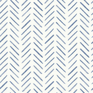 York Wallcoverings Wallpaper Painted Herringbone Navy Peel & Stick