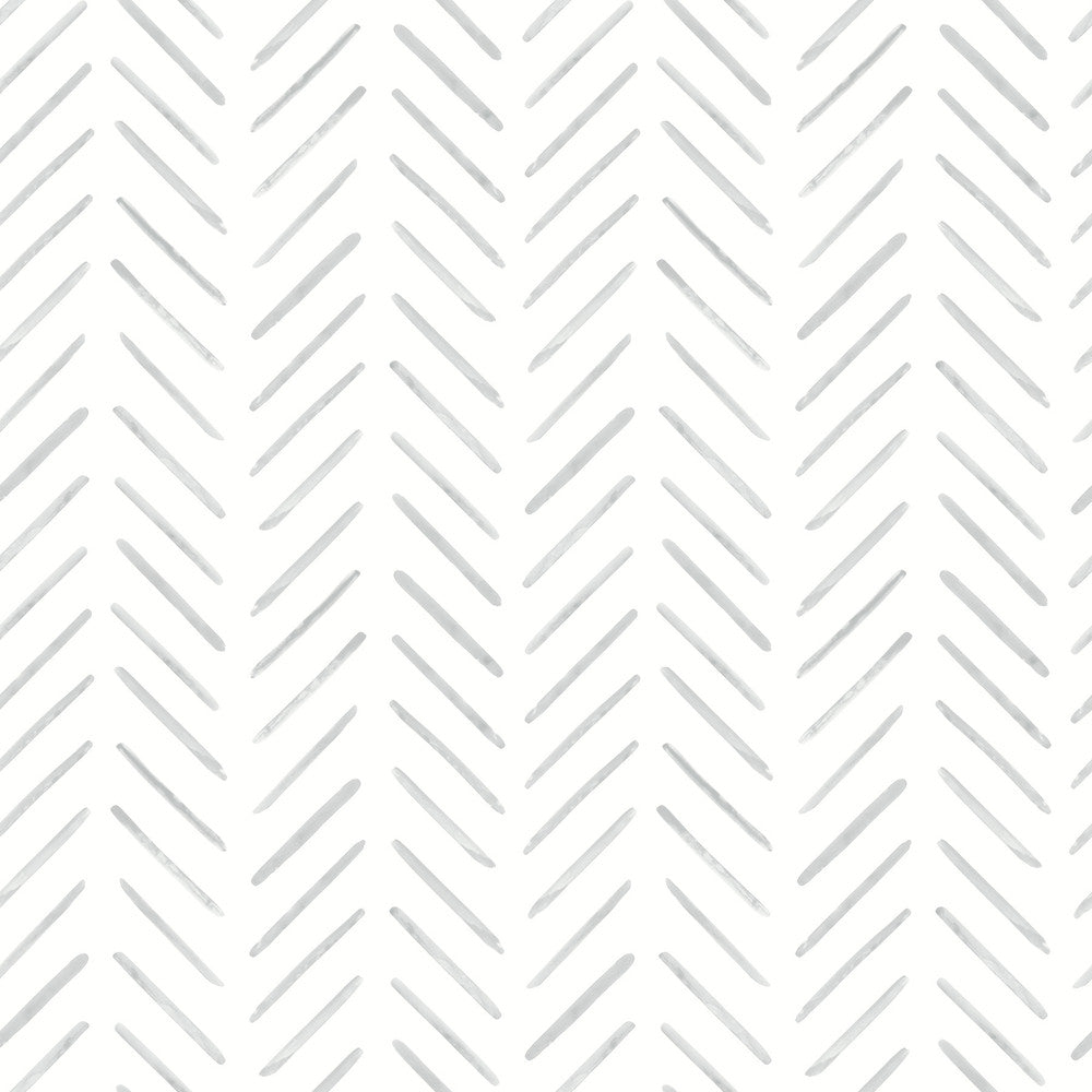 Painted Herringbone Fog Peel & Stick Wallpaper by York Wallcoverings Designer Watercolor Botanicals Covers about 34.2 square feet 20.5-in by 20-ft long roll Peel & Stick 20.5 - Swanky Fabrics -