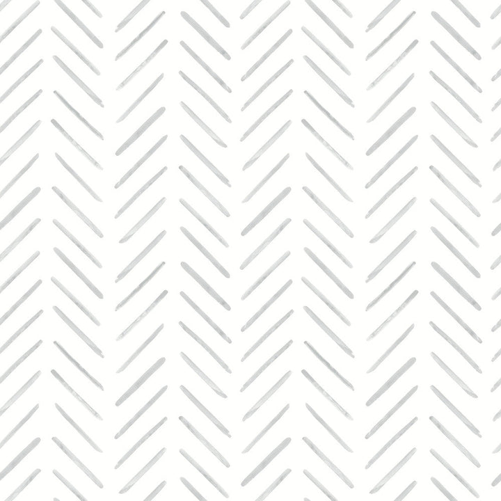 Painted Herringbone Fog Peel & Stick Wallpaper by York Wallcoverings Designer Watercolor Botanicals Covers about 34.2 square feet 20.5-in by 20-ft long roll Peel & Stick 20.5 - Swanky Fabrics -