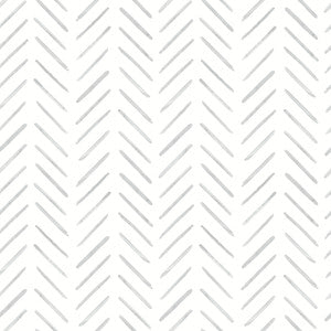 York Wallcoverings Wallpaper Painted Herringbone Fog Peel & Stick