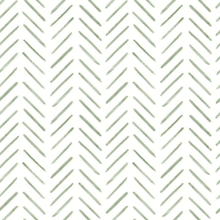 Painted Herringbone Fern Peel & Stick Wallpaper by York Wallcoverings Designer Watercolor Botanicals Covers about 34.2 square feet 20.5-in by 20-ft long roll Peel & Stick 20.5 - Swanky Fabrics -