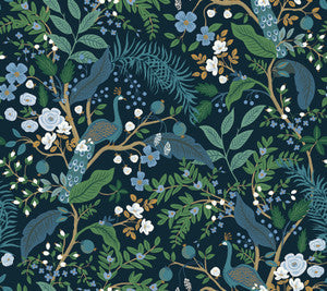 Rifle Paper Co. Wallpaper Peacock Garden Peel and Stick Navy