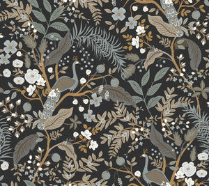 Rifle Paper Co. Wallpaper Peacock Garden Peel and Stick Black